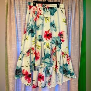 Suzanne Betro floral high low skirt large like new!